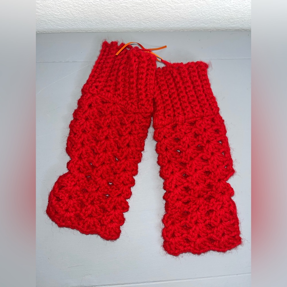 Handmade Crochet Hand Warmers Ribbed Stretch ThumbHole Cozy Winter Glove Cottage